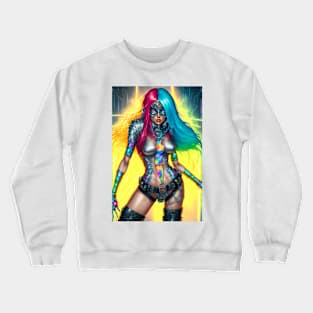 Cyberpunk Anarchist Lady Crewneck Sweatshirt